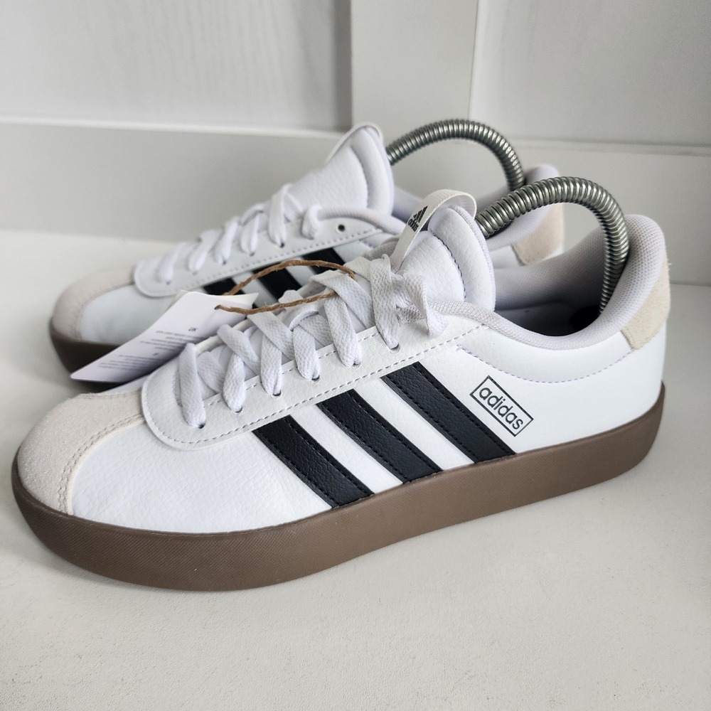 Adidas VL Court 3.0 Platform Womens 7 White Black Gum Leather Sneakers ID8797